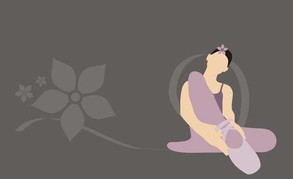 Ballerina putting on ballet shoes