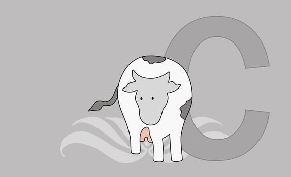 The letter C with a cow