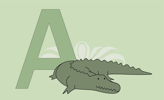 The letter A with an alligator