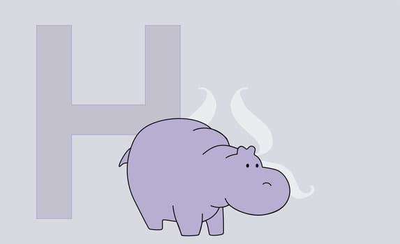 The letter H with a hippopotamus