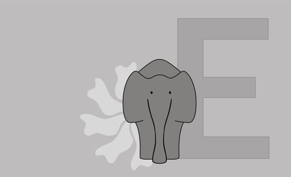 The letter E with an elephant