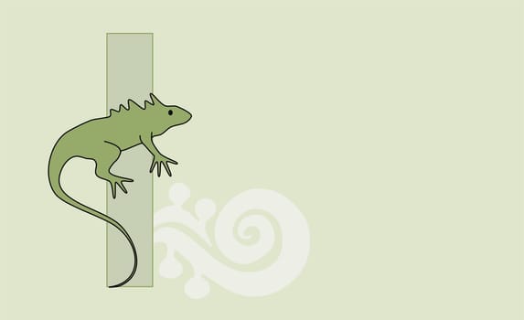 The letter I with an Iguana