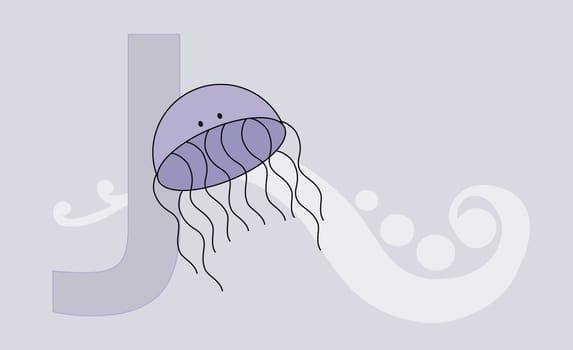 The letter J with a jelly fish