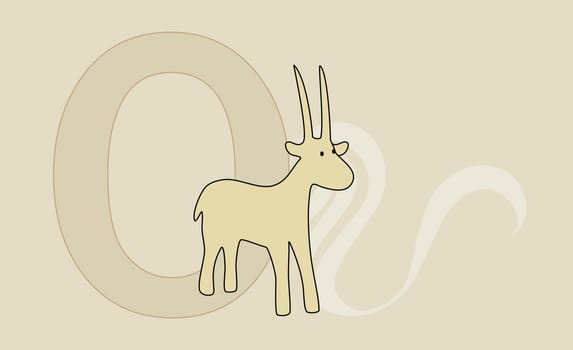 The letter O with an ox