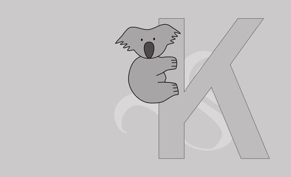 The letter K with a koala