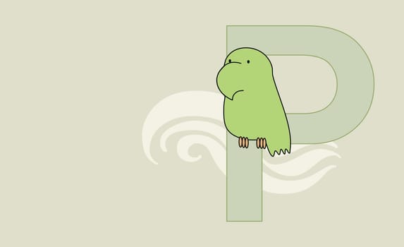 The letter P with a parrot