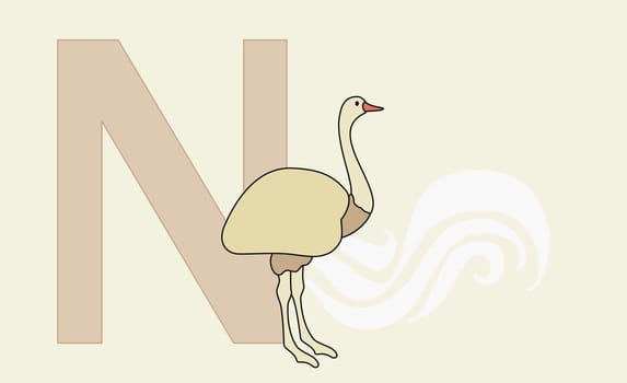 The letter N with a bird