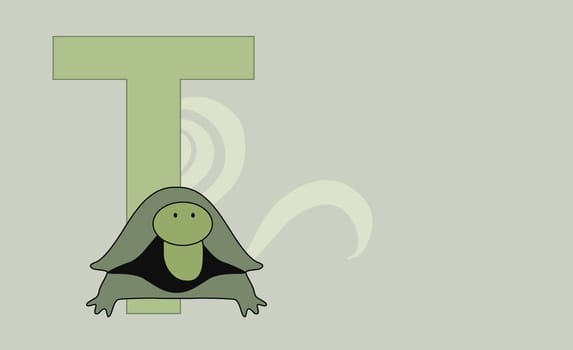 The letter T with a tortoise