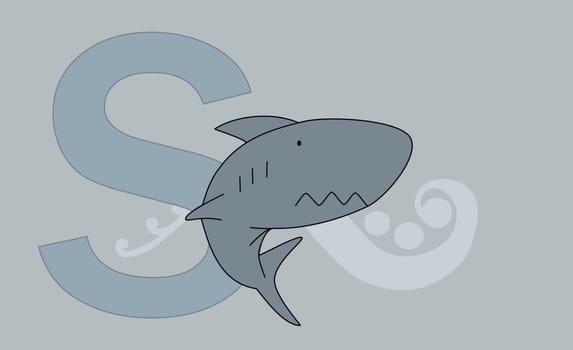 The letter S with a shark