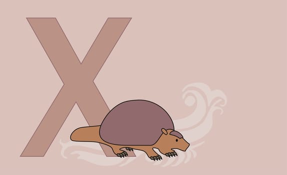 The letter X with an animal