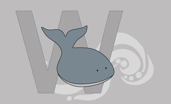 The letter W with a whale