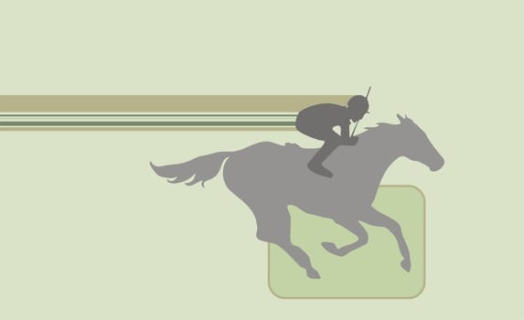 Silhouette of a jockey riding a horse