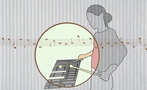 Woman playing a xylophone