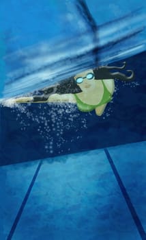 Woman swimming in a swimming pool