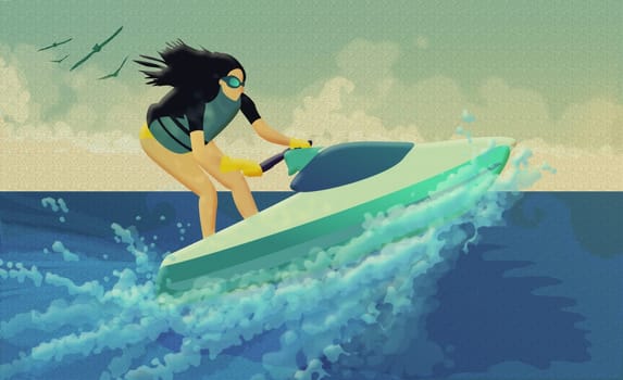 Woman on a jet boat
