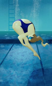 Woman diving into a swimming pool