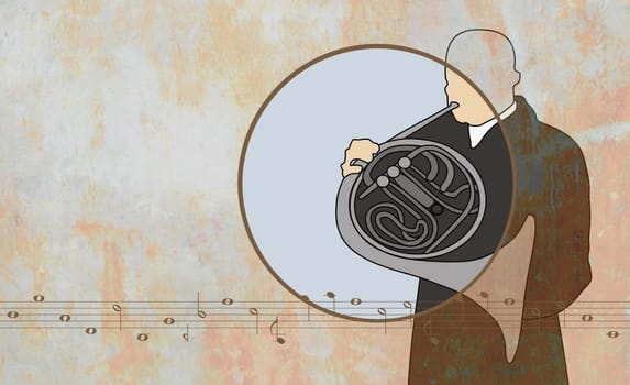 Man playing a French horn