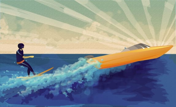 Person waterskiing in the sea