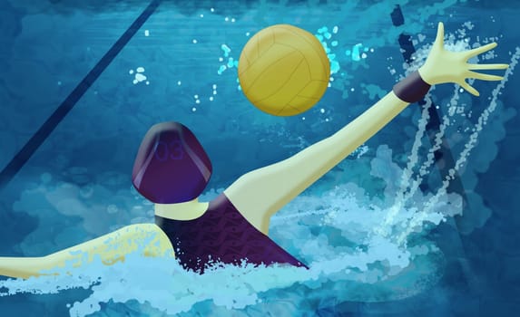 Woman playing with a ball in the swimming pool