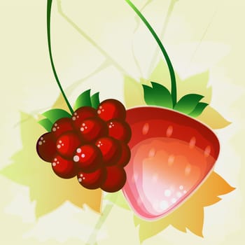Red grapes with a strawberry