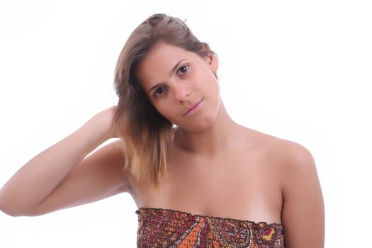 Very Attractive woman posing, isolated in white background