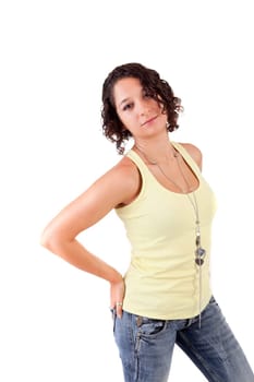 Young and beautiful woman posing - isolated