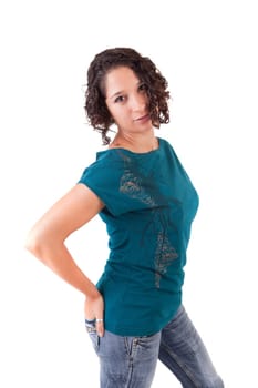 Young and beautiful woman posing - isolated