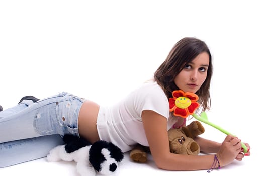 Very Attractive woman posing, isolated over white background
