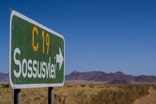 road direction sign on the C19 to Sossusvlei