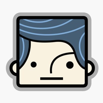 Human face in a square head