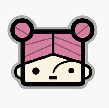 Human face in a square head