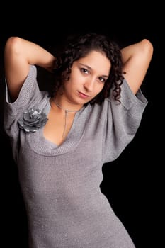 Young and beautiful woman posing - isolated