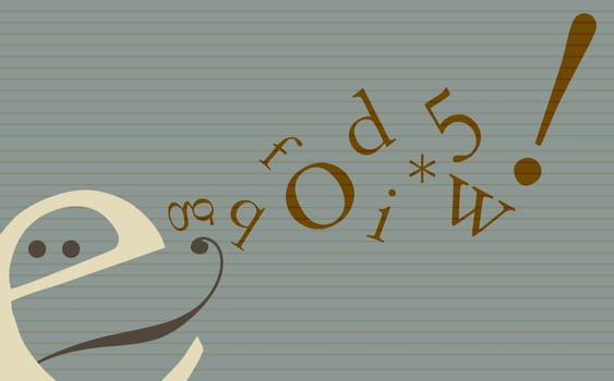 Alphabets and numbers emitting from the alphabet e