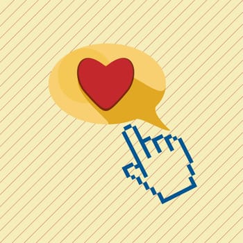 Cursor pointing to a heart shape