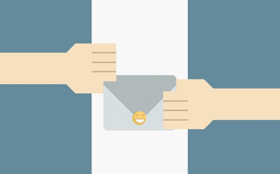 Two human hands holding an envelop