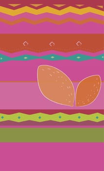 Two almonds on a Traditional American Indian pattern
