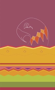 Parrot on a Traditional American Indian pattern