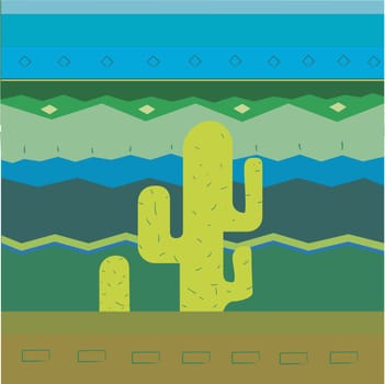 Cactus plan on a Traditional American Indian pattern