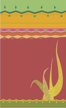 Cactus plant on a Traditional American Indian pattern