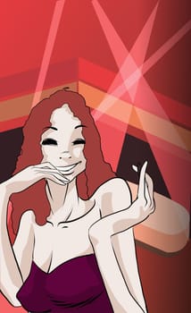 Young woman smiling in a nightclub
