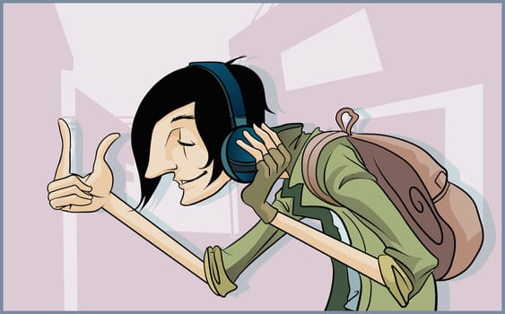 Boy listening to music