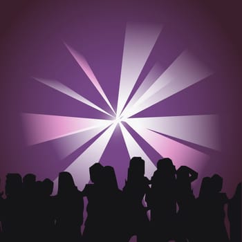 Large group of people dancing in a nightclub
