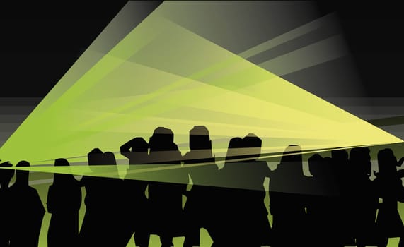 Large group of people dancing in a nightclub
