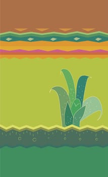 Cactus plant on a Traditional American Indian pattern