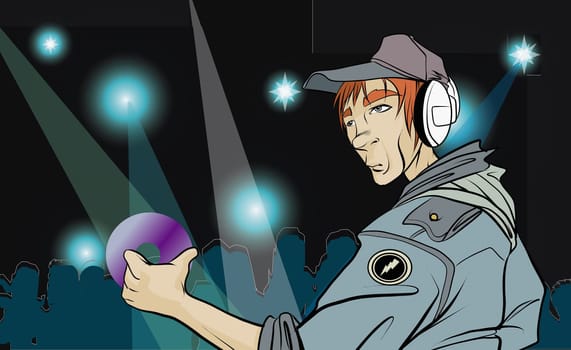 Man wearing headphones and holding a CD