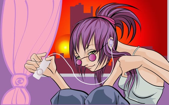 Girl listening to an MP3 player