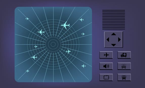 Close-up of airplanes on a radar screen