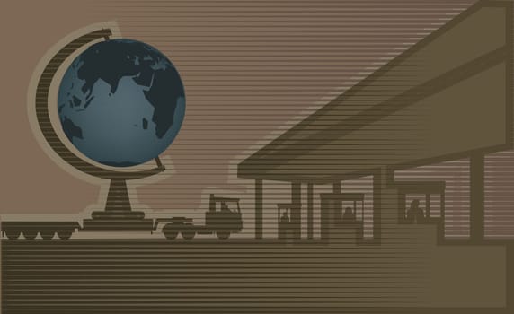 Globe on a semi-truck