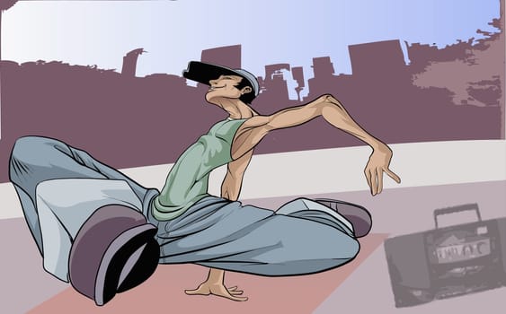 Man break dancing on the street