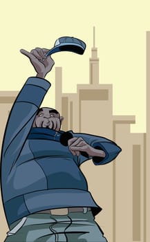 Man raising his cap